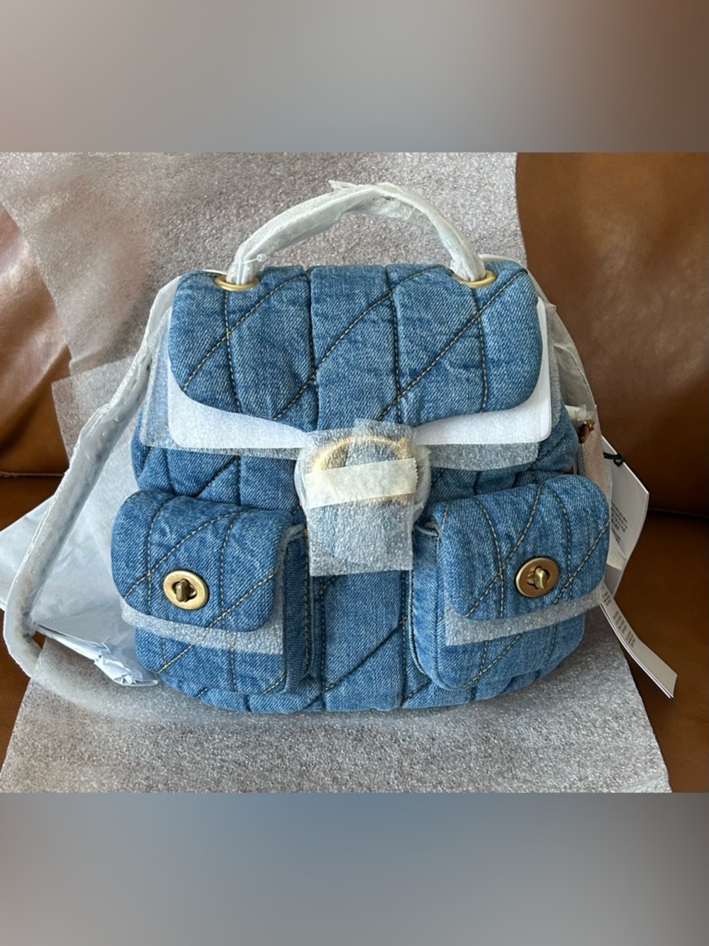 Coach Tabby Denim Backpack with Quilting